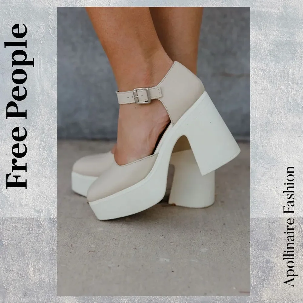 Free People Gwen Mary Jane Platform Heels in Moonlight Size 40 New or 10 US